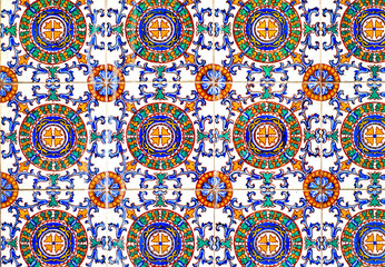 Decorative tiles with colorful arabesque patterns.