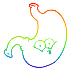 Obraz premium rainbow gradient line drawing cartoon bloated stomach