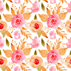 pink floral watercolor seamless pattern © Asrulaqroni