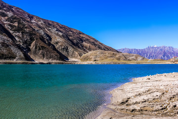 Beautiful view of mountainous lake Saiful Muluk in Naran Valley, Mansehra District, Khyber-Pakhtunkhwa, Northern Areas of Pakistan