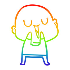 rainbow gradient line drawing happy cartoon bald man