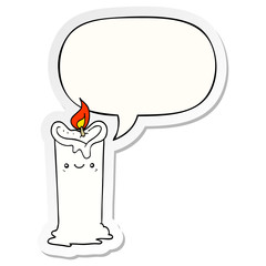cartoon candle and speech bubble sticker