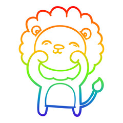 rainbow gradient line drawing cartoon lion