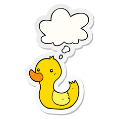 cartoon duck and thought bubble as a printed sticker