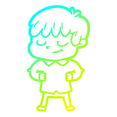 cold gradient line drawing cartoon happy boy