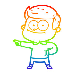 Obraz premium rainbow gradient line drawing cartoon happy man