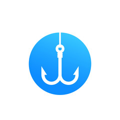 Fishing hook with line, vector icon