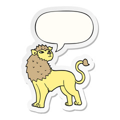 cartoon lion and speech bubble sticker