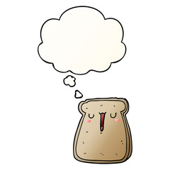 cartoon toast and thought bubble in smooth gradient style