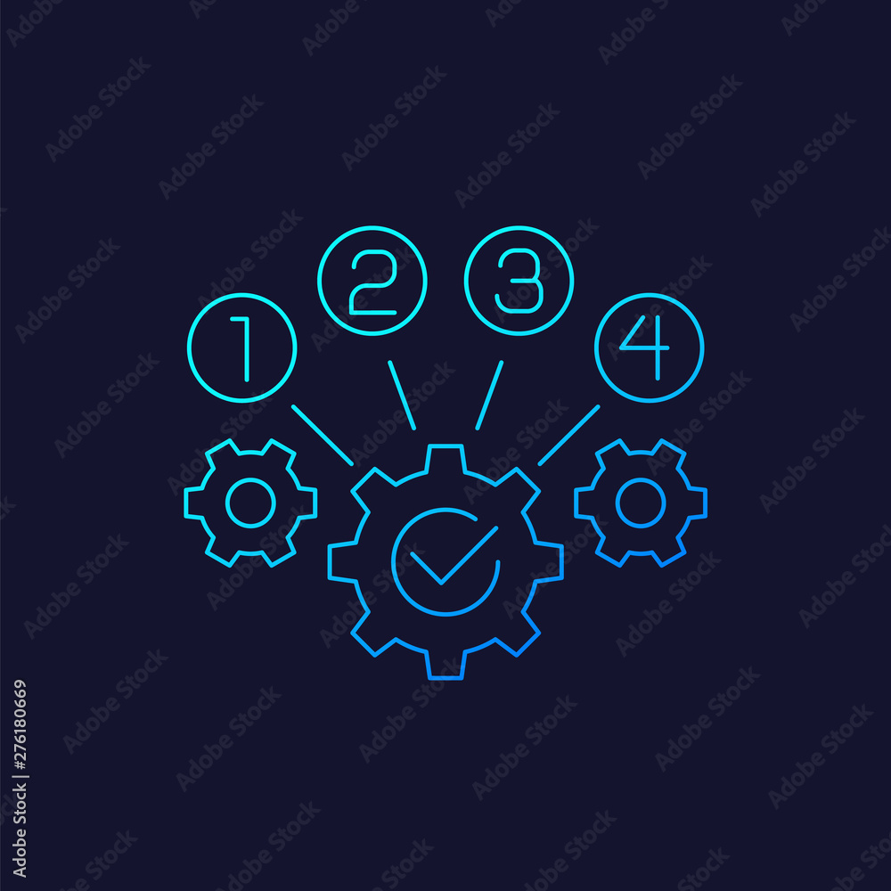 Poster process optimization icon, linear vector