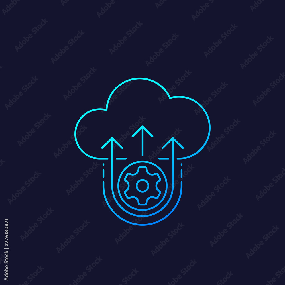 Poster cloud computing vector icon, linear