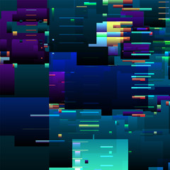 Abstract glitch background with colorful pixel error lines and graphic defects