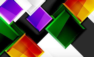 Bright colorful square shape blocks geometrical background