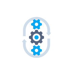 production cycle, process vector icon, cogwheels and arrows