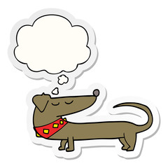 cartoon dog and thought bubble as a printed sticker