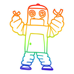 rainbow gradient line drawing cartoon robot