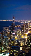Chicago city lights at night - aerial view - travel photography