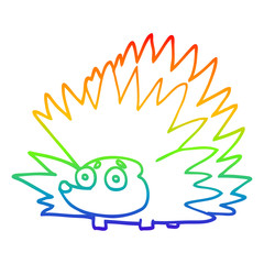 rainbow gradient line drawing cartoon spiky hedgehog