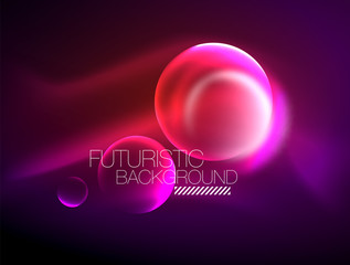 Blurred neon glowing round shapes, abstract circles and lights