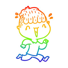 rainbow gradient line drawing cartoon happy boy surprised