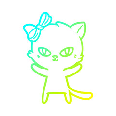 cold gradient line drawing cute cartoon cat