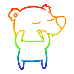 rainbow gradient line drawing cartoon polar bear