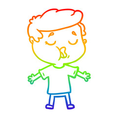 rainbow gradient line drawing cartoon man talking