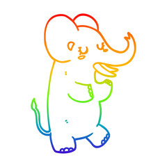 rainbow gradient line drawing cartoon elephant