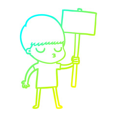 cold gradient line drawing cartoon calm boy