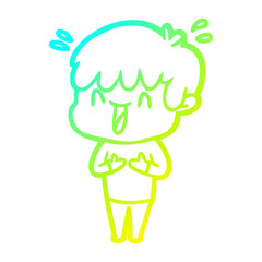 cold gradient line drawing cartoon laughing boy