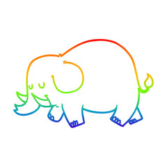 rainbow gradient line drawing cartoon elephant