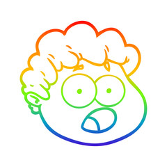 rainbow gradient line drawing cartoon male face
