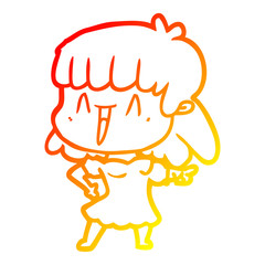 warm gradient line drawing cartoon woman