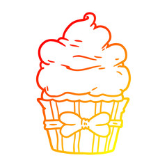 warm gradient line drawing cartoon fancy cupcake