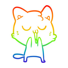 rainbow gradient line drawing cartoon cat singing