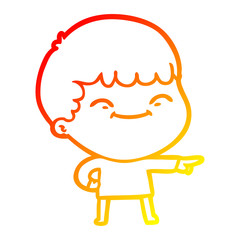 warm gradient line drawing cartoon happy boy