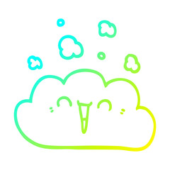 cold gradient line drawing cartoon smoke cloud