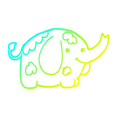 cold gradient line drawing cartoon elephant