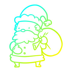 cold gradient line drawing santa claus