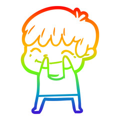 rainbow gradient line drawing cartoon happy boy