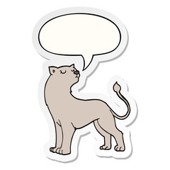 cartoon lioness and speech bubble sticker