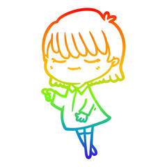 rainbow gradient line drawing cartoon woman