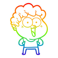 rainbow gradient line drawing cartoon happy man