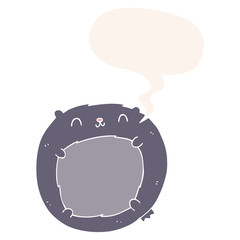 cartoon bear and speech bubble in retro style