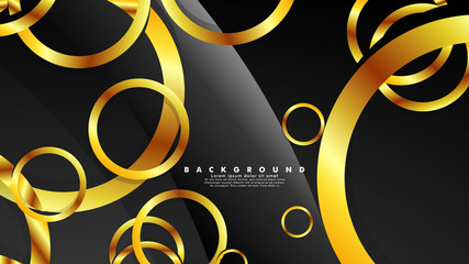Abstract metal vector background with luxurious shiny gold circles