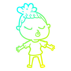 cold gradient line drawing cartoon calm woman
