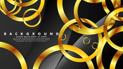 Abstract metal vector background with luxurious shiny gold circles