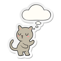cartoon cat and thought bubble as a printed sticker