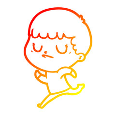 warm gradient line drawing cartoon grumpy boy