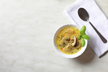 Chicken in mushroom sauce on a plate